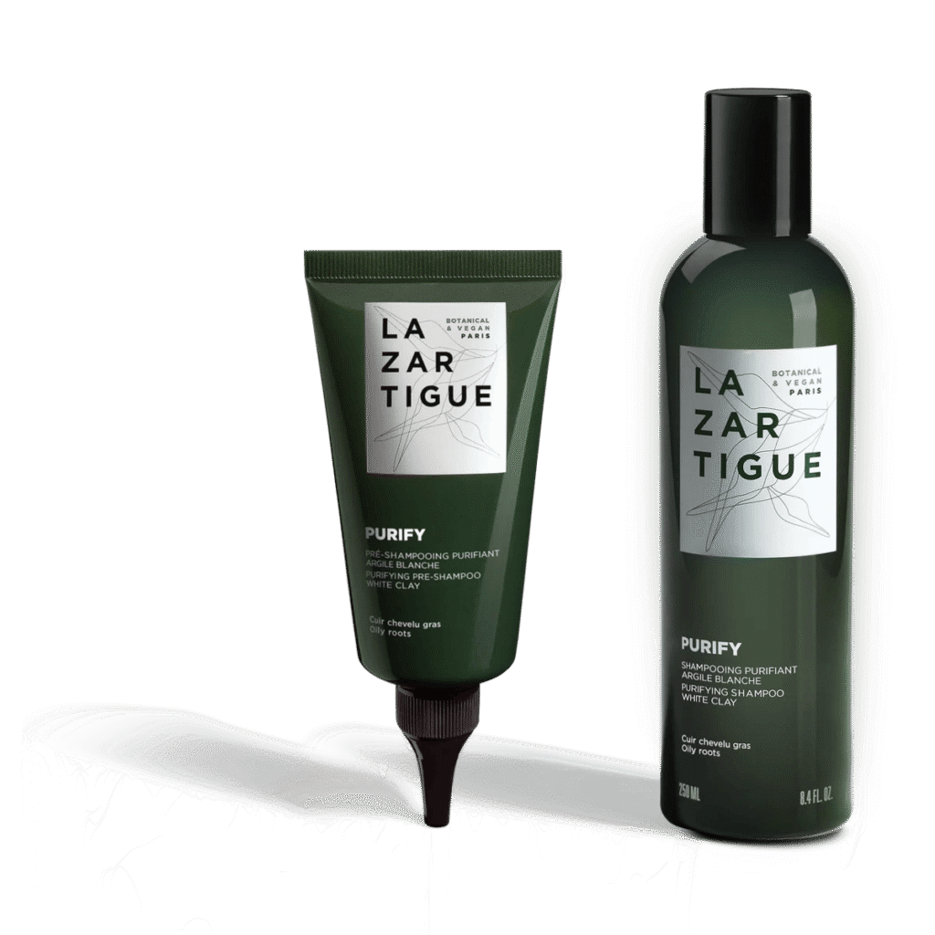 Produits Lazartigue Purify pour cheveux gras.